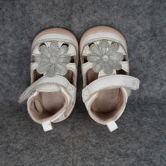 Stride Rite Shoes Infant 3 Surprize Flower Glitter Adjustable Strap Sandal Honey - Picture 8 of 14